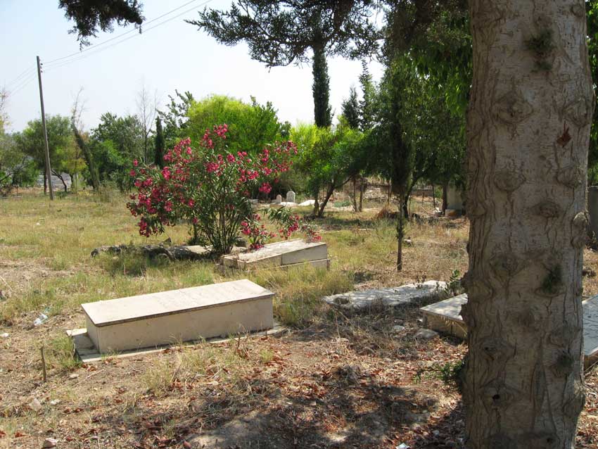 Graveyard with new graves