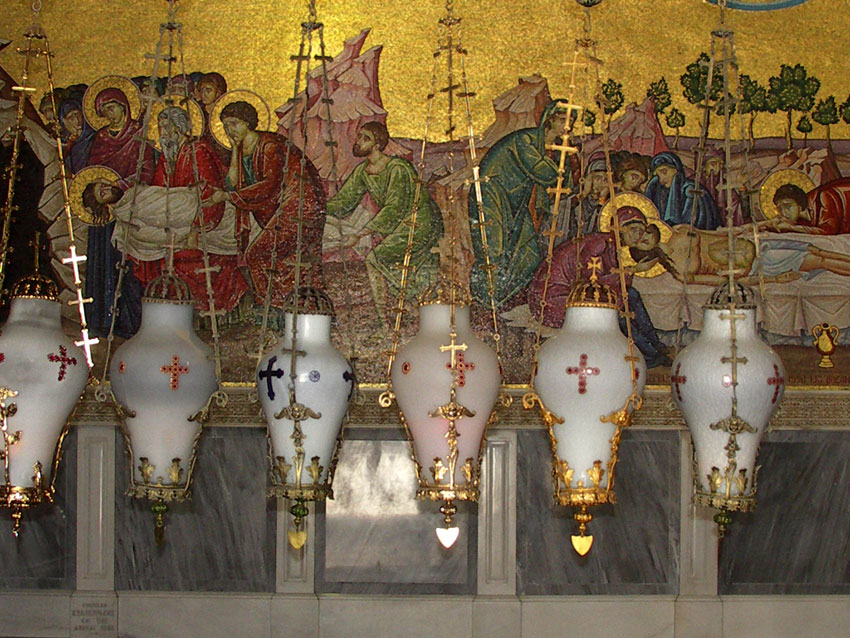 Mural and lamps by Stone of Unction